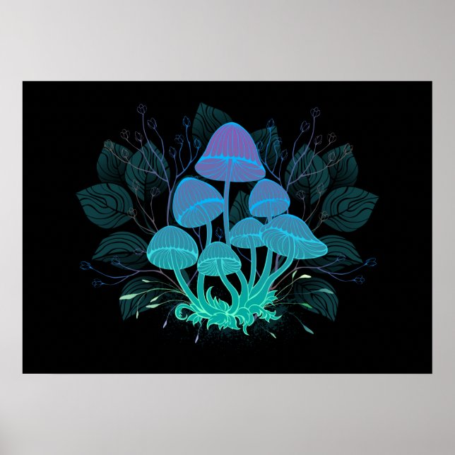 Giftpilze in Büschen Poster (Vorne)
