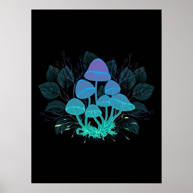 Giftpilze in Büschen Poster (Vorne)