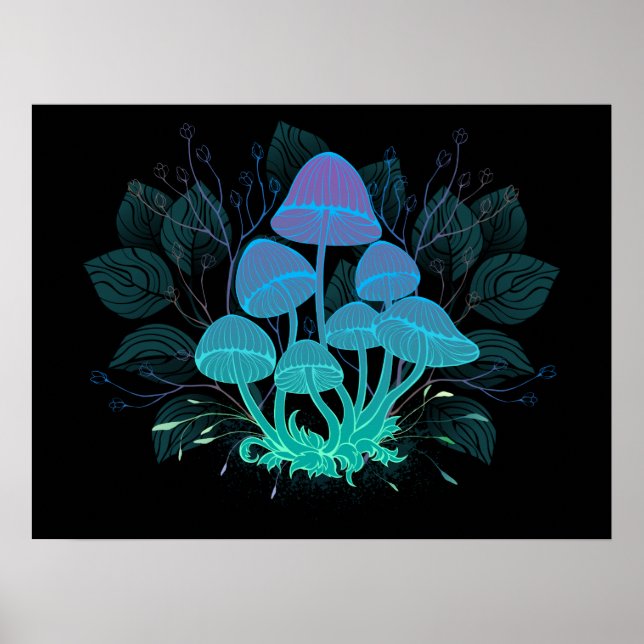 Giftpilze in Büschen Poster (Vorne)