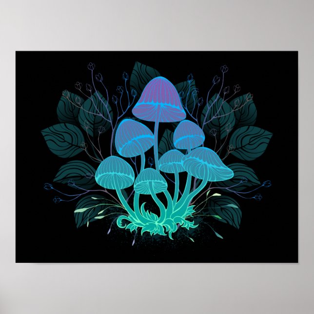 Giftpilze in Büschen Poster (Vorne)