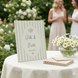 Gifts and Cards Sage Green Ticking Bridal Shower Sockelschild