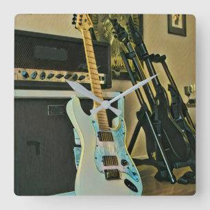 Gifts for guitar lovers quadratische wanduhr