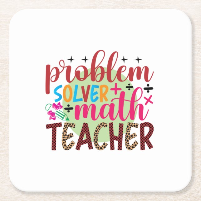 Gifts Teacher | Problem Solver Math Teacher Rechteckiger Pappuntersetzer (Vorderseite)