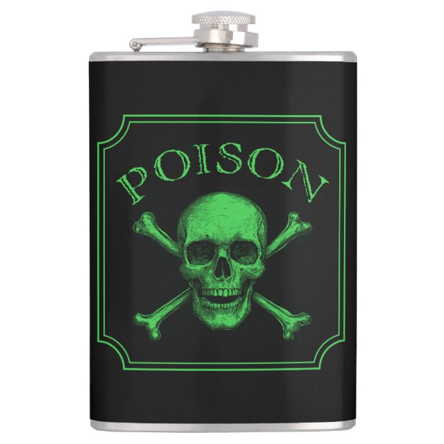 Giftschädel und Crossbones, Halloween-Design Print Flachmann (Vorderseite)