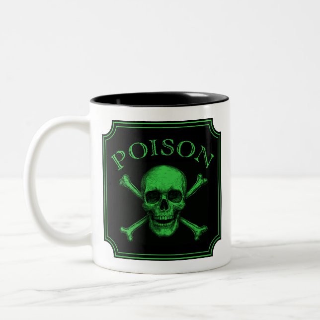 Giftschädel und Crossbones, Halloween-Design Print Zweifarbige Tasse (Links)