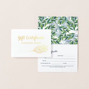 Giftzertifikat "Gold Foil Greenery Calligraphy" Folienkarte