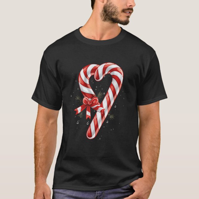 Gigant Candy Cane Herz Weihnachtsgeschenke Rot und T-Shirt (Vorderseite)