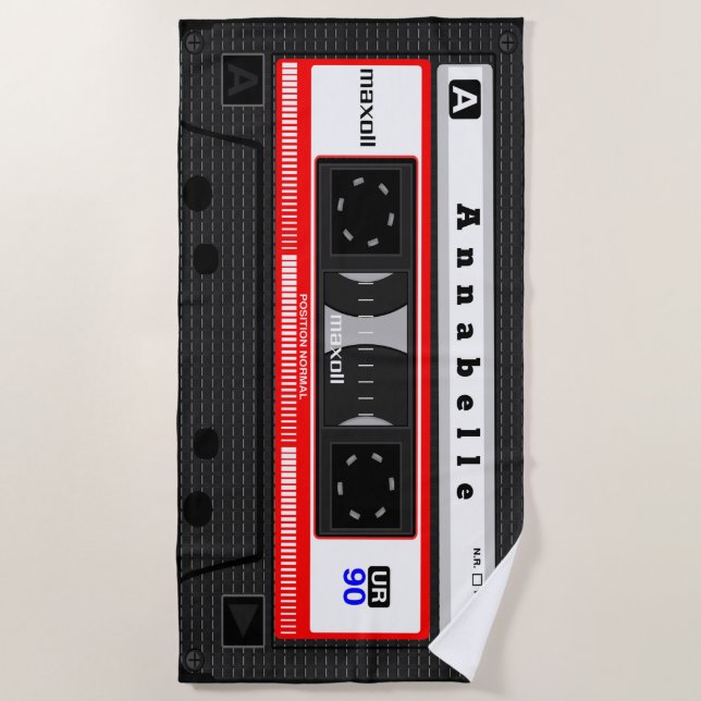 Gigant Old School Cassette personalize Beach Handt Strandtuch (Vorderseite)