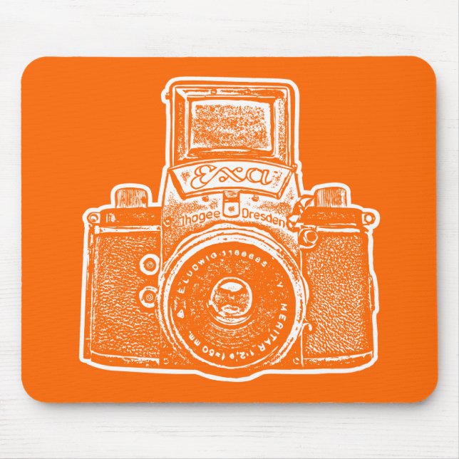 Gigant ostdeutsche Kamera - Orange und Weiß Mousepad (Vorne)