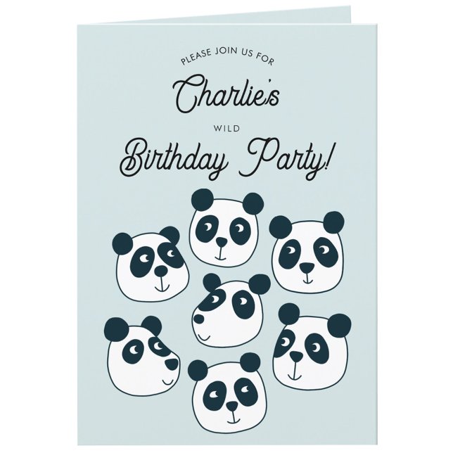 Gigant Panda Bear Geburtstagsparty Einladung (Cute panda bear themed personalized kids birthday party invitation)