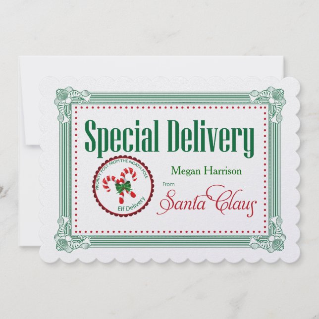 Gigant Weihnachtsspezialauslieferung Maßgeschneide Feiertagskarte (Vorderseite)