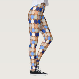 Giganten Dots, Taupe, Beige und Blau des Mittelalt Leggings