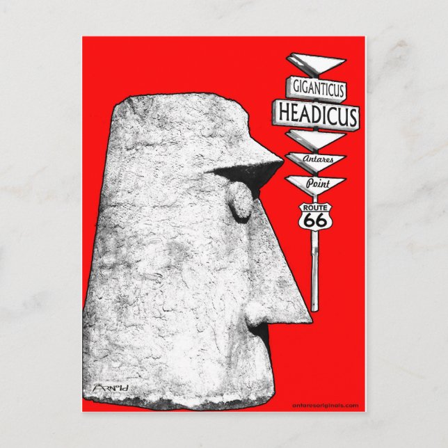 Giganticus Headicus Route 66 Antares Straßenschild Postkarte (Vorderseite)