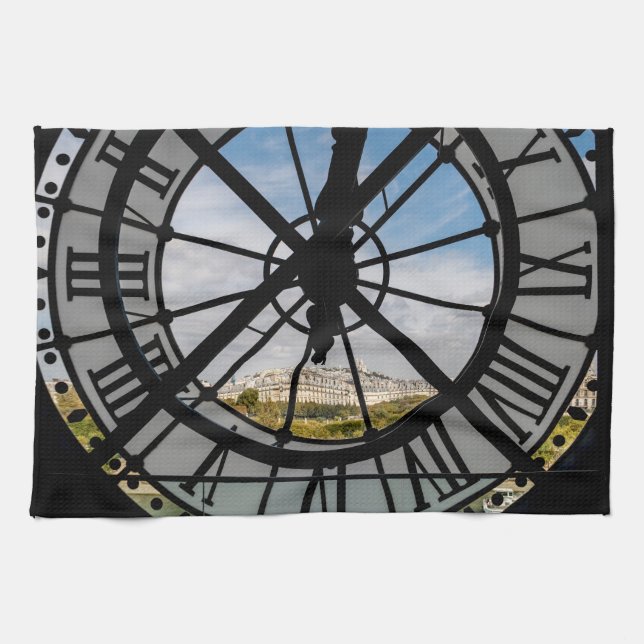 Gigantische Glasuhr im Musée d'Orsay - Paris Geschirrtuch (Horizontal)