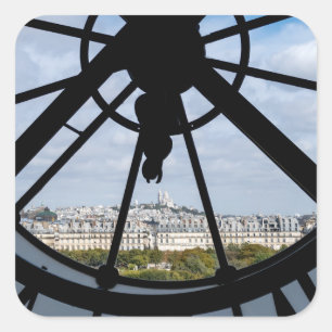 Gigantische Glasuhr im Musée d'Orsay - Paris Quadratischer Aufkleber