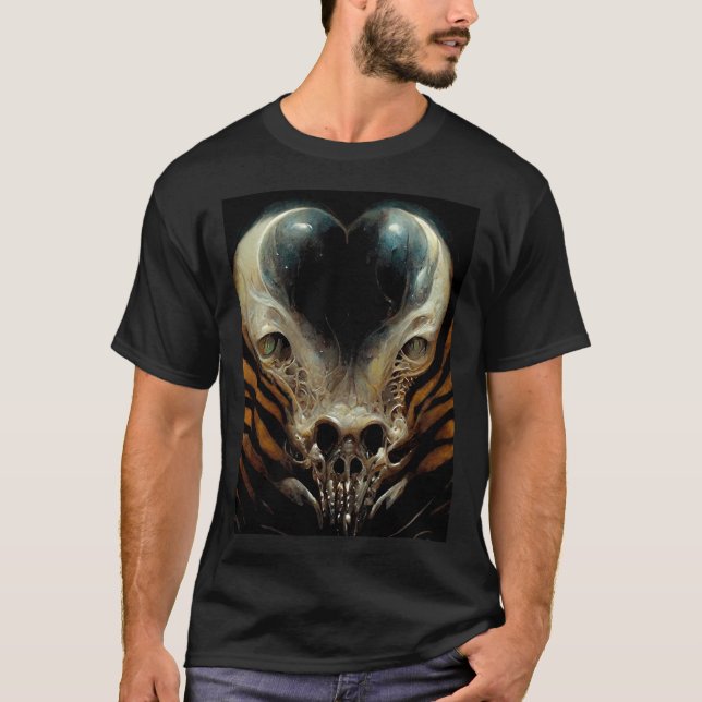 Giger Tiger Demon - Horror Macabre Dark Fantasy Ar T-Shirt (Vorderseite)