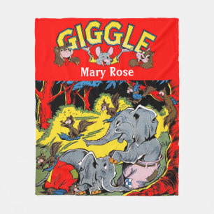 Giggle Animal Elephant Vintage Comicen Fleecedecke