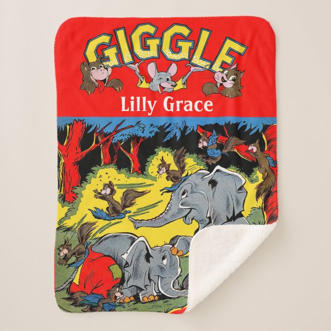 Giggle Animal Elephant Vintage Comicen Sherpadecke (Vorderseite)