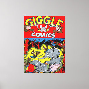 Giggle Elephant Animal Vintag Comic Leinwanddruck