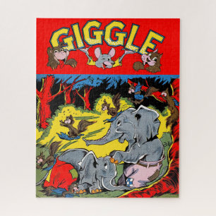 Giggle Elephant Animal Vintag Comic Puzzle