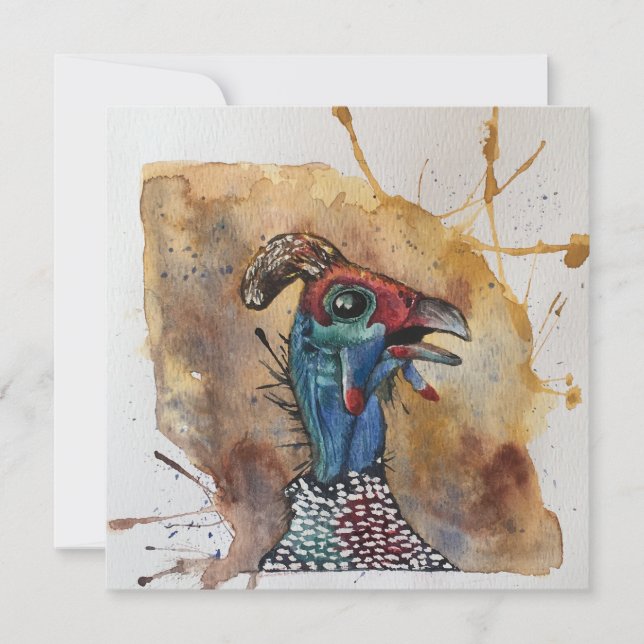 Giggling Guinea Fowl Postkartenart notecard Dankeskarte (Vorderseite)