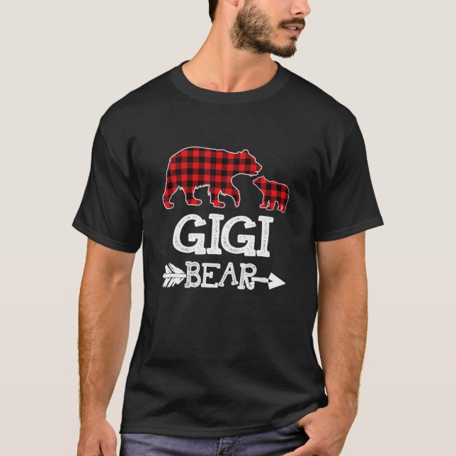 Gigi Bear Christmas Pajama Red Pläd Buffalo T-Shirt (Vorderseite)