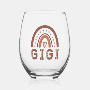 Gigi Boho Rainbow Niedlich Grandma Gift Weinglas Ohne Stiel