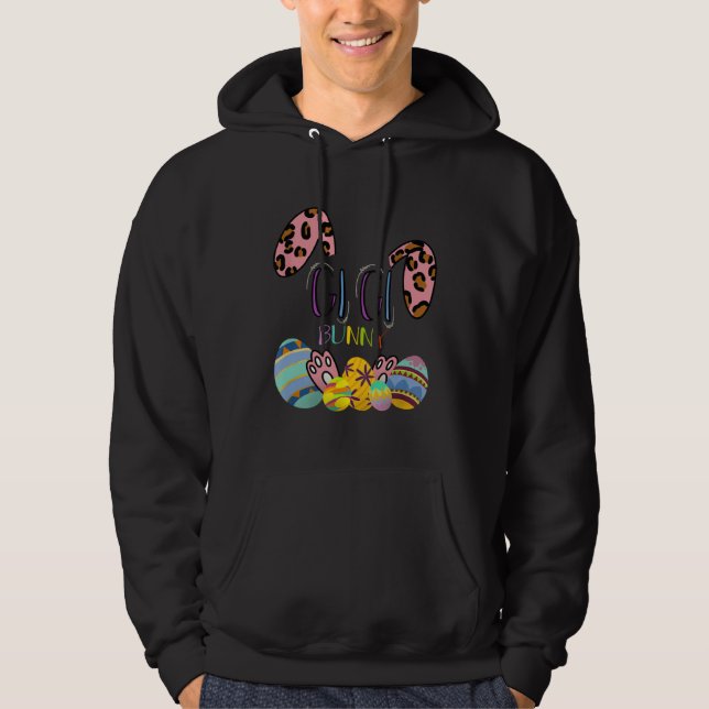 Gigi Bunny Leopard Rabbit Mommy Grandma Easter Mot Hoodie (Vorderseite)