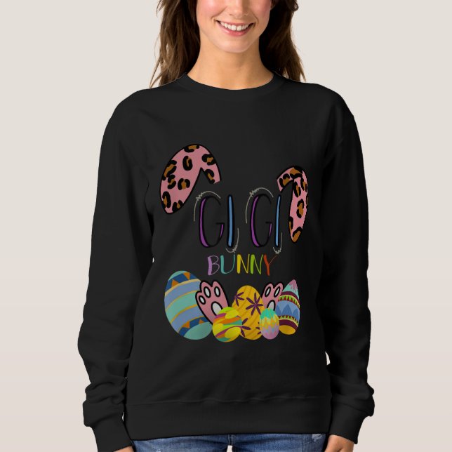 Gigi Bunny Leopard Rabbit Mommy Grandma Easter Mot Sweatshirt (Vorderseite)