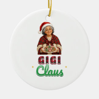 Gigi Claus Tartan Weihnachts-Oma-Ornament Keramik Ornament