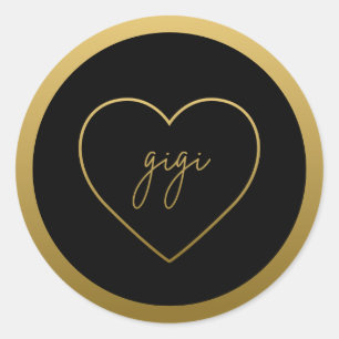 Gigi Elegante Golden Gradient Herzstück Runder Aufkleber