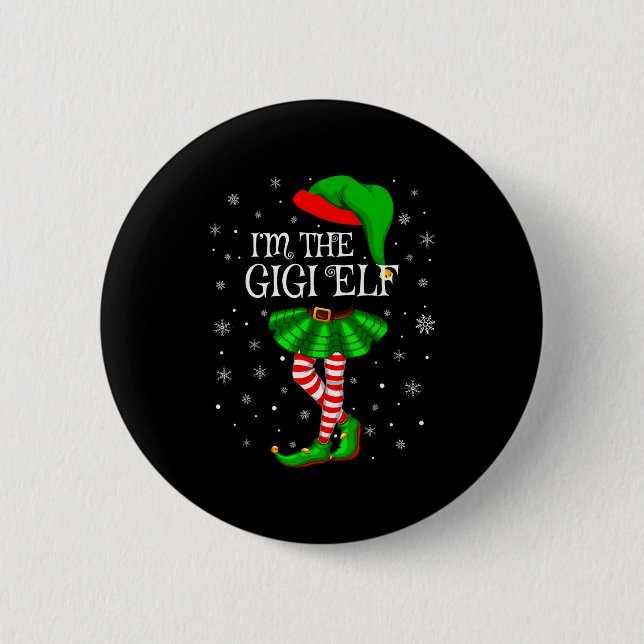 Gigi Elf Christmas Matching Family Women Girls Elf Button (Vorderseite)