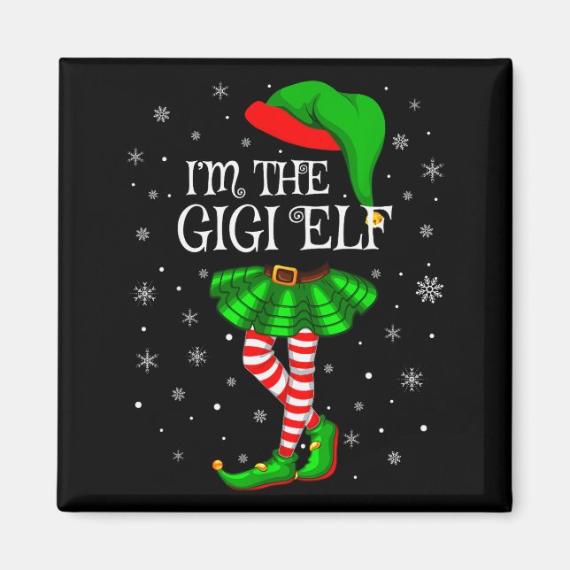 Gigi Elf Christmas Matching Family Women Girls Elf Magnet (Vorne)
