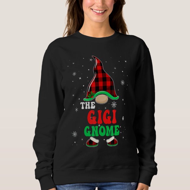 Gigi Gnome Buffalo Plaid Matching Family Christmas Sweatshirt (Vorderseite)