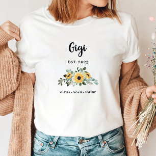 Gigi Hübsche rustikale Sonnenblumen und Namen T-Shirt