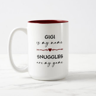Gigi ist mein Name Schnurrbart sind mein Game Foto Zweifarbige Tasse