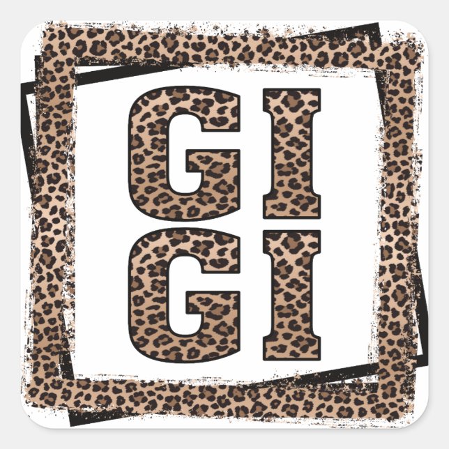 Gigi Leopard Geparden Rahmen Geschenke für Oma Quadratischer Aufkleber (Vorderseite)