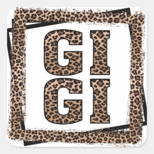 Gigi Leopard Geparden Rahmen Geschenke für Oma Quadratischer Aufkleber