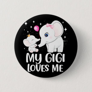 Gigi Lieben ich Niedlich ElefantenT-Shirt für Kind Button