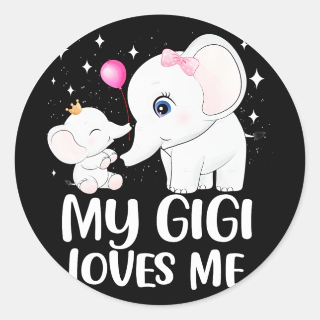 Gigi Lieben ich Niedlich ElefantenT-Shirt für Kind Runder Aufkleber (Vorderseite)