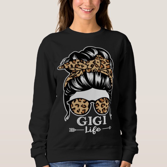 Gigi Life Messy Bun Hair  Gigi Leopard Sweatshirt (Vorderseite)