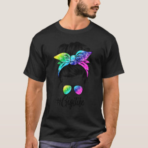 Gigi Life Messy Hair Bun Gefärbte Krawatte Women M T-Shirt