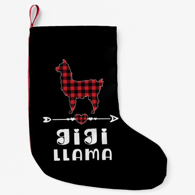 Gigi Llama Weihnachten Pajama Red Kariert Buffalo  Kleiner Weihnachtsstrumpf (Vorderseite)