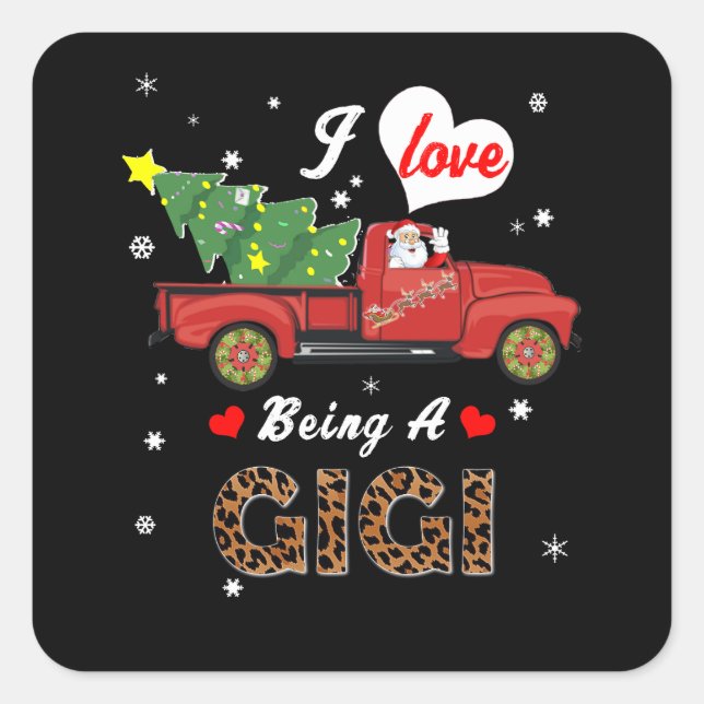 Gigi Lover | I Liebe als Gigi Weihnachtsbaum Quadratischer Aufkleber (Vorderseite)