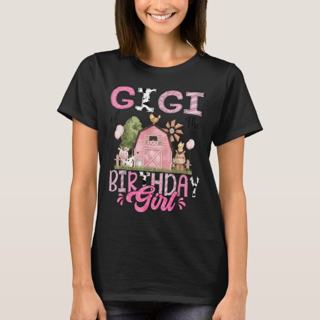 Gigi Of The Birthday Girl Cute Farm Cow Birthday G T-Shirt (Vorderseite)