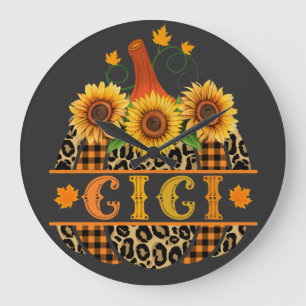 GiGi Pumpkin Leopard Print Sunflower Buffalo Karie Große Wanduhr