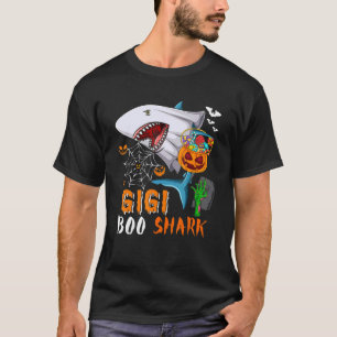 Gigi Shark Boo Halloween Shark Boo Ghost Candy Pum T-Shirt