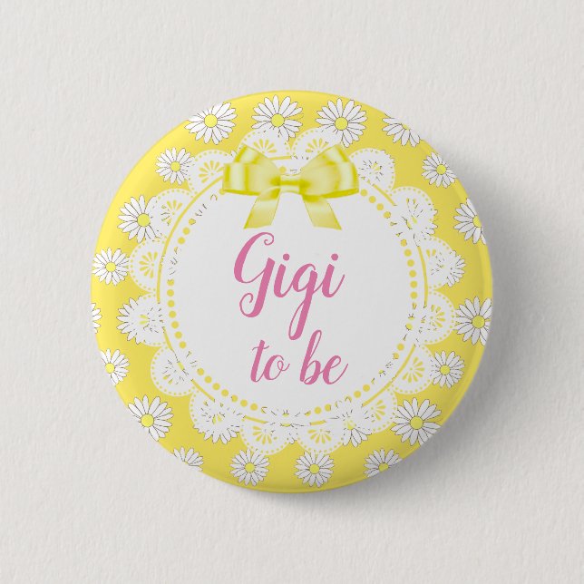 Gigi to be Pink Daisies Baby Showknopf Button (Vorderseite)