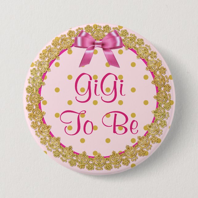 Gigi to be Pink & Gold Baby Shooting Button (Vorderseite)