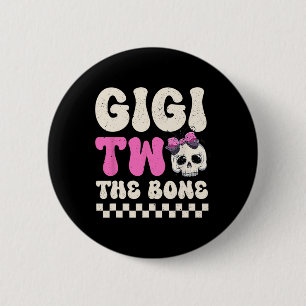 Gigi Two das KnochenHalloween 2. Geburtstagsmädche Button